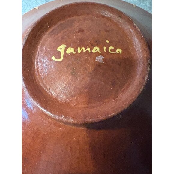 Beautiful 13" Terra Cotta Bowl with Woven Edge Trim, Flower Design  #2839 - Picture 5 of 5